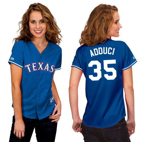 Jim Adduci #35 mlb Jersey-Texas Rangers Women's Authentic 2014 Alternate Blue Baseball Jersey